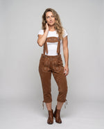 Anna Bestickte Kniebund-Trachtenhose aus Kunstleder für Damen