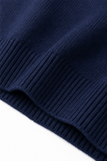 Oversized Damen Rippstrick-Wollpullover mit Wasserfallausschnitt und lässigem Schulterfall