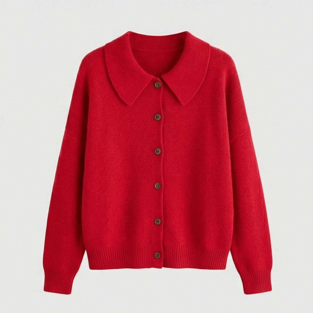 Strickjacke mit Peter-Pan-Kragen und Knopfleiste für Damen
