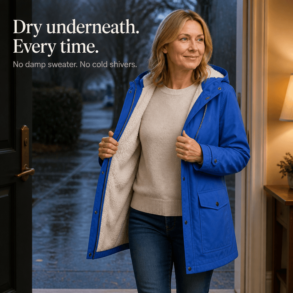 Wasserdichte Kapuzenjacke mit Plüschfutter für Damen