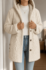 Damen Strickstruktur Longline Mantel mit Kapuze