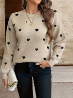 Herzmuster Strickpullover mit Rundhalsausschnitt für Damen