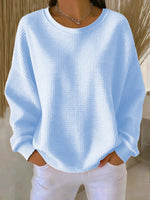 Lucille Oversize Waffelstrick Pullover mit Rundhalsausschnitt