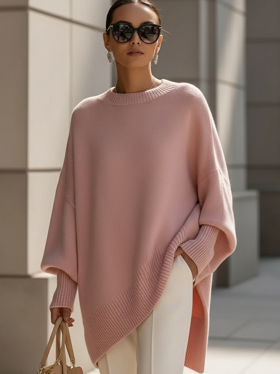 Samantha Oversized Strickpullover Damen mit Fledermausärmeln Lang