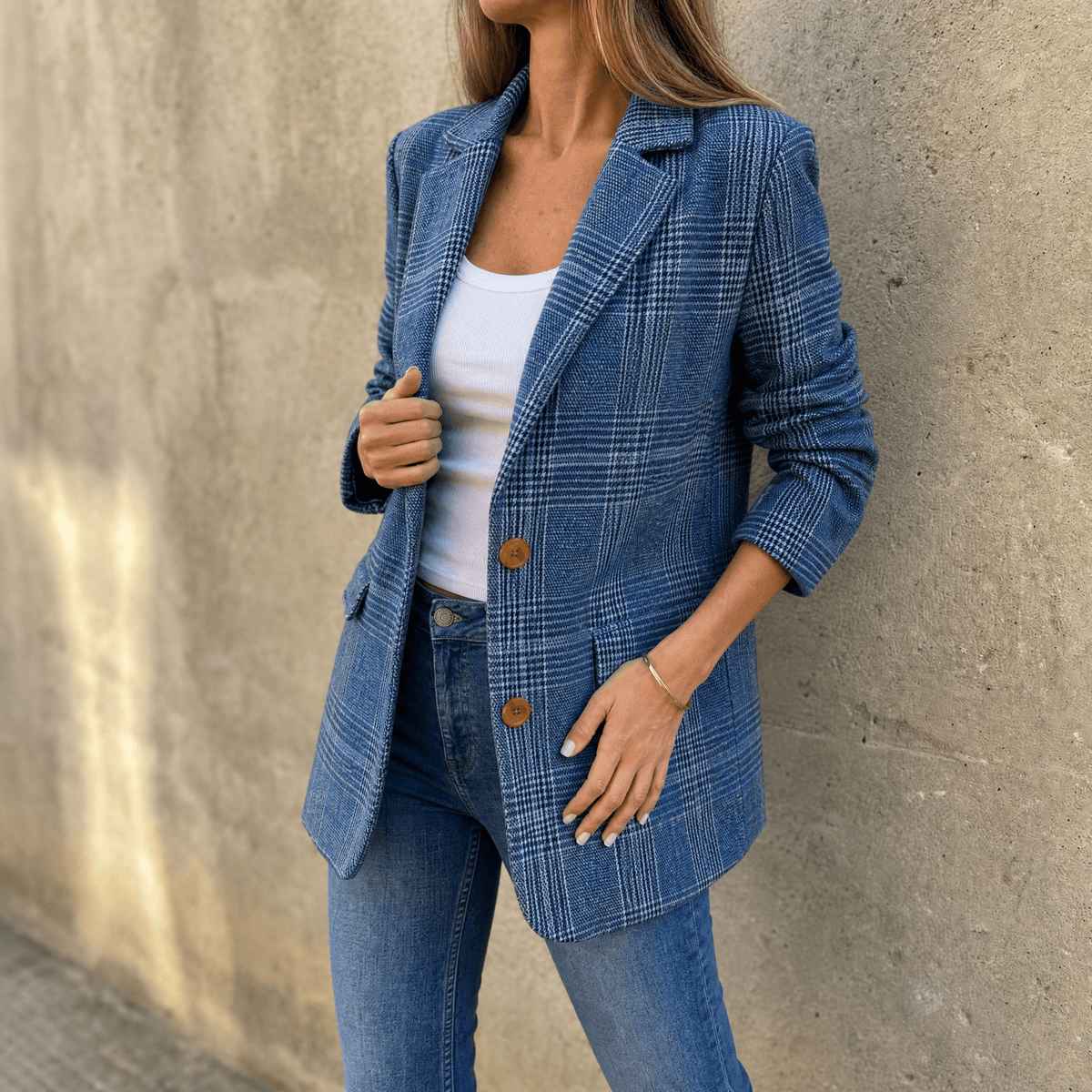 Hartlyn Glencheck-Karo Damenblazer im Boyfriend-Schnitt aus Polyester