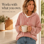 Kapuzensweatshirt mit Rüschenbündchen aus Samt für Damen