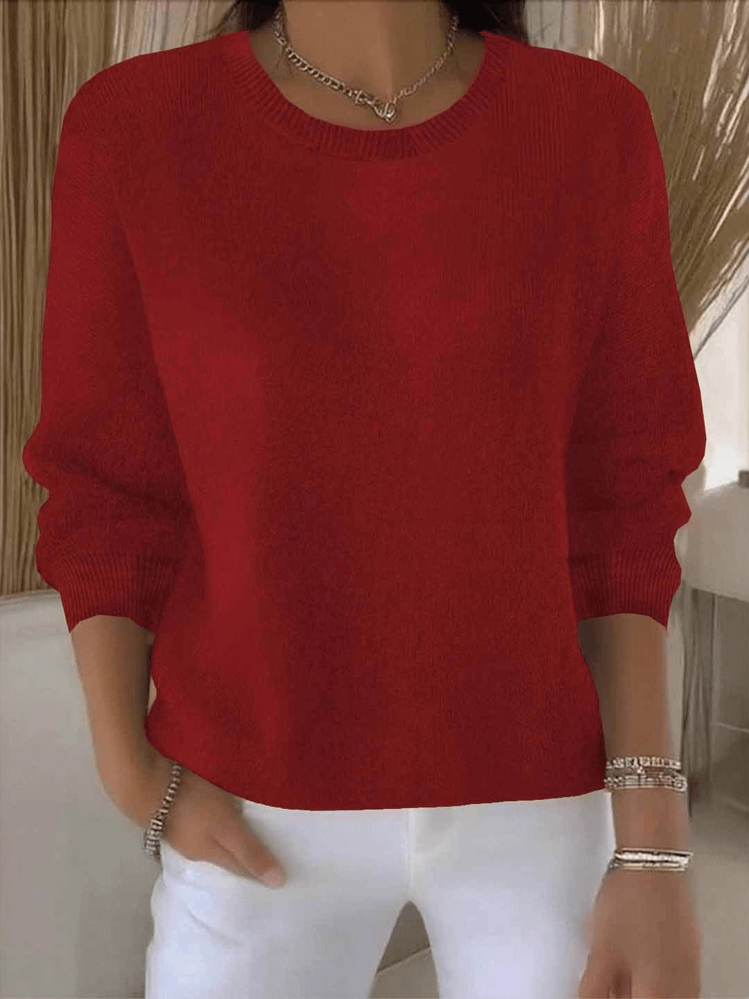Lorie Oversized Wollpullover mit Rundhalsausschnitt für Damen