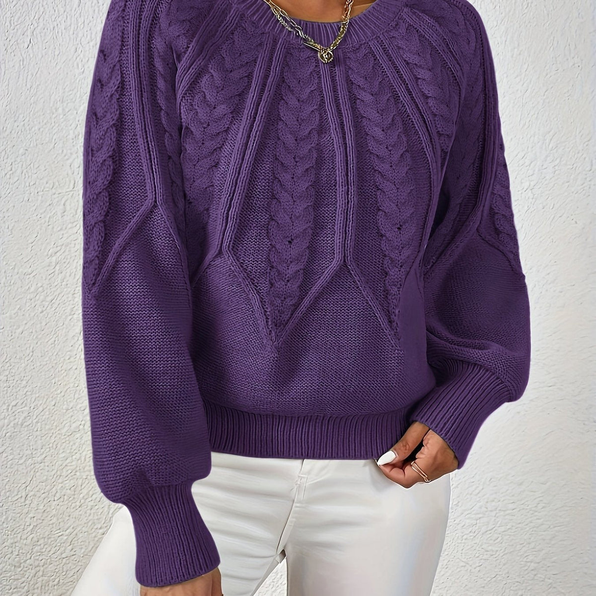 Katarina Zopfmuster Cropped Wollpullover mit Rippbund für Damen