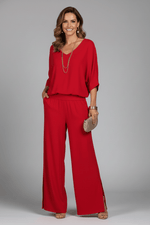 Damen Zweiteiliges Set mit Chiffon-Top und Weitem Hosenbein