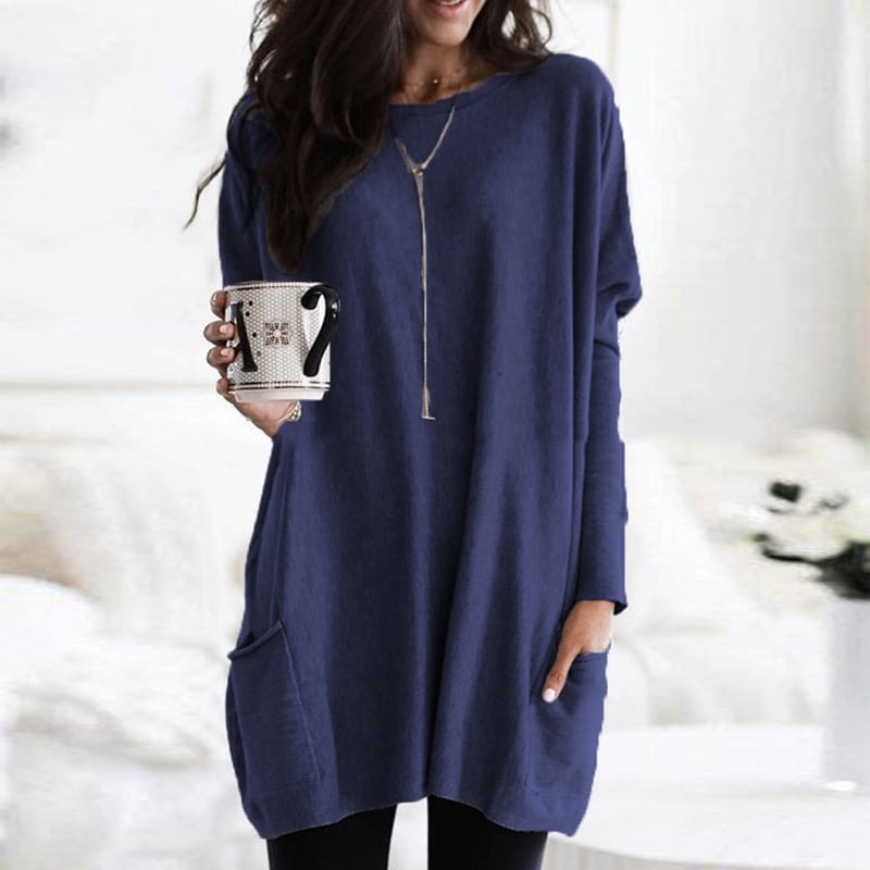 Riley Langer Damenpullover mit Taschen aus Baumwollmischung im Oversize-Look