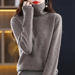 Damen Rollkragen Wollpullover aus Feinstrick mit Merinowolle