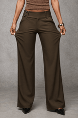 Weites Damen-Businesshose mit hoher Taille und Bundfalte