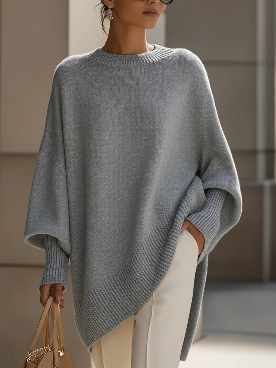 Samantha Oversized Strickpullover Damen mit Fledermausärmeln Lang