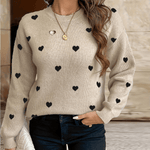 Herzmuster Strickpullover mit Rundhalsausschnitt für Damen