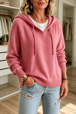 Damen Kapuzenpullover mit Kordelzug und Rippstrick-Struktur