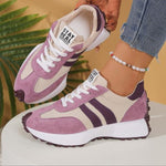 Damen Plateau-Sneaker aus Veloursleder mit Retro-Streifen bequem
