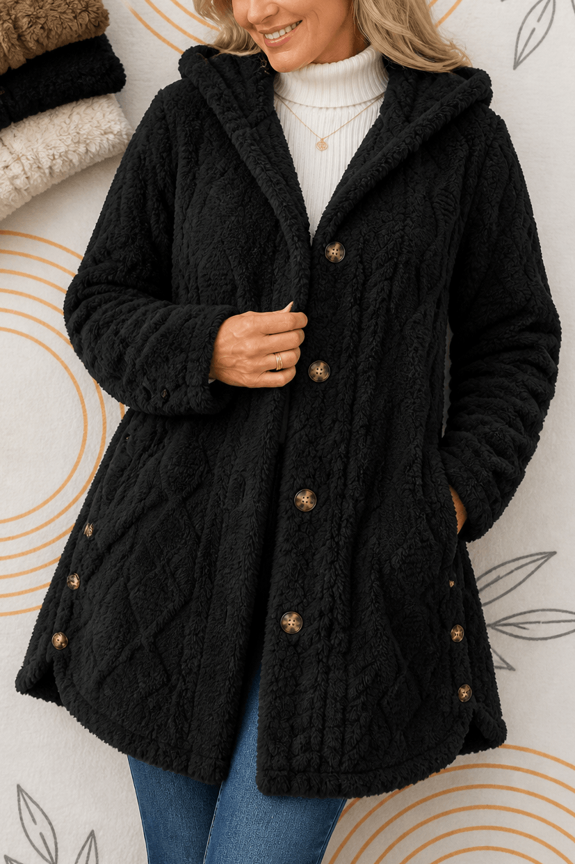 Damen Strickstruktur Longline Mantel mit Kapuze