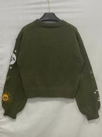 Bestickte Strickjacke Damen mit Sonne Mond Sterne Motiven