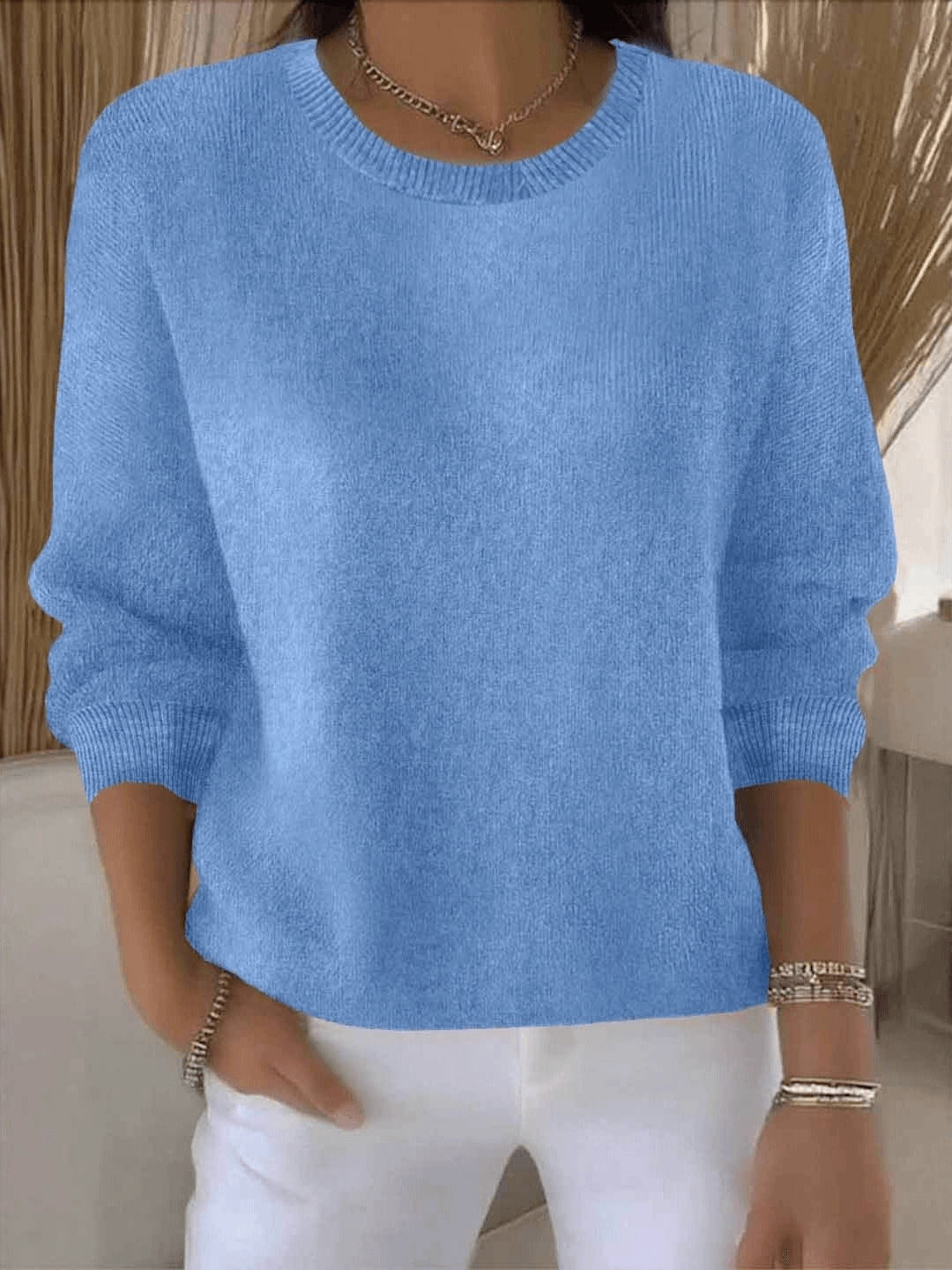 Lorie Oversized Wollpullover mit Rundhalsausschnitt für Damen