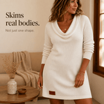 Wasserfallausschnitt Strickkleid mit Rippstruktur für Damen