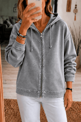 Damen Kapuzenjacke mit Reissverschluss und Waschoptik