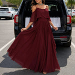 Kaltschulter Maxikleid mit Wickeloptik und Chiffon-Cape für Damen