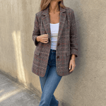 Hartlyn Glencheck-Karo Damenblazer im Boyfriend-Schnitt aus Polyester