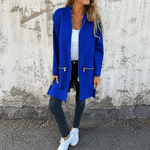 Longline Kapuzenjacke mit Reissverschluss und Taschen