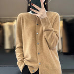 Strickjacke mit Knopfleiste und Rollkragen-Optik für Damen