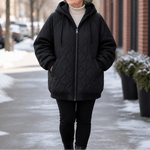 Kapuzen-Steppjacke mit Colorblock-Nähten und Wattierung für Damen