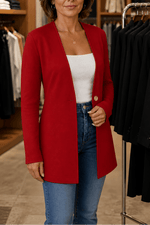 Linevalle Langer Blazer mit V-Ausschnitt und Einknopfverschluss für Damen aus Polyester