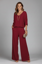 Damen Zweiteiliges Set mit Chiffon-Top und Weitem Hosenbein