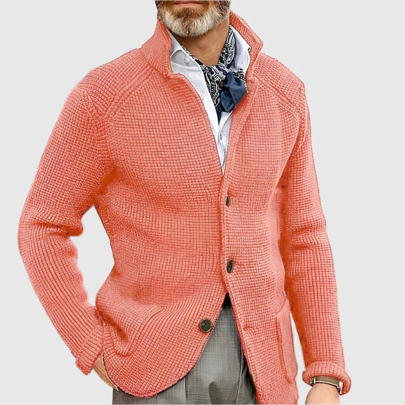 Daniel Strickjacke Herren Pullover mit Stehkragen und Knopfleiste