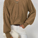 Katarina Zopfmuster Cropped Wollpullover mit Rippbund für Damen