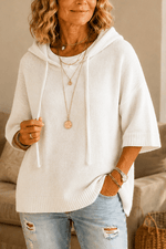 Kapuzenpullover mit Kordelzug und Strickstruktur für Damen