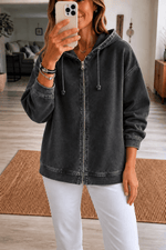 Damen Kapuzenjacke mit Reissverschluss und Waschoptik