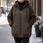 Kapuzen-Steppjacke mit Colorblock-Nähten und Wattierung für Damen