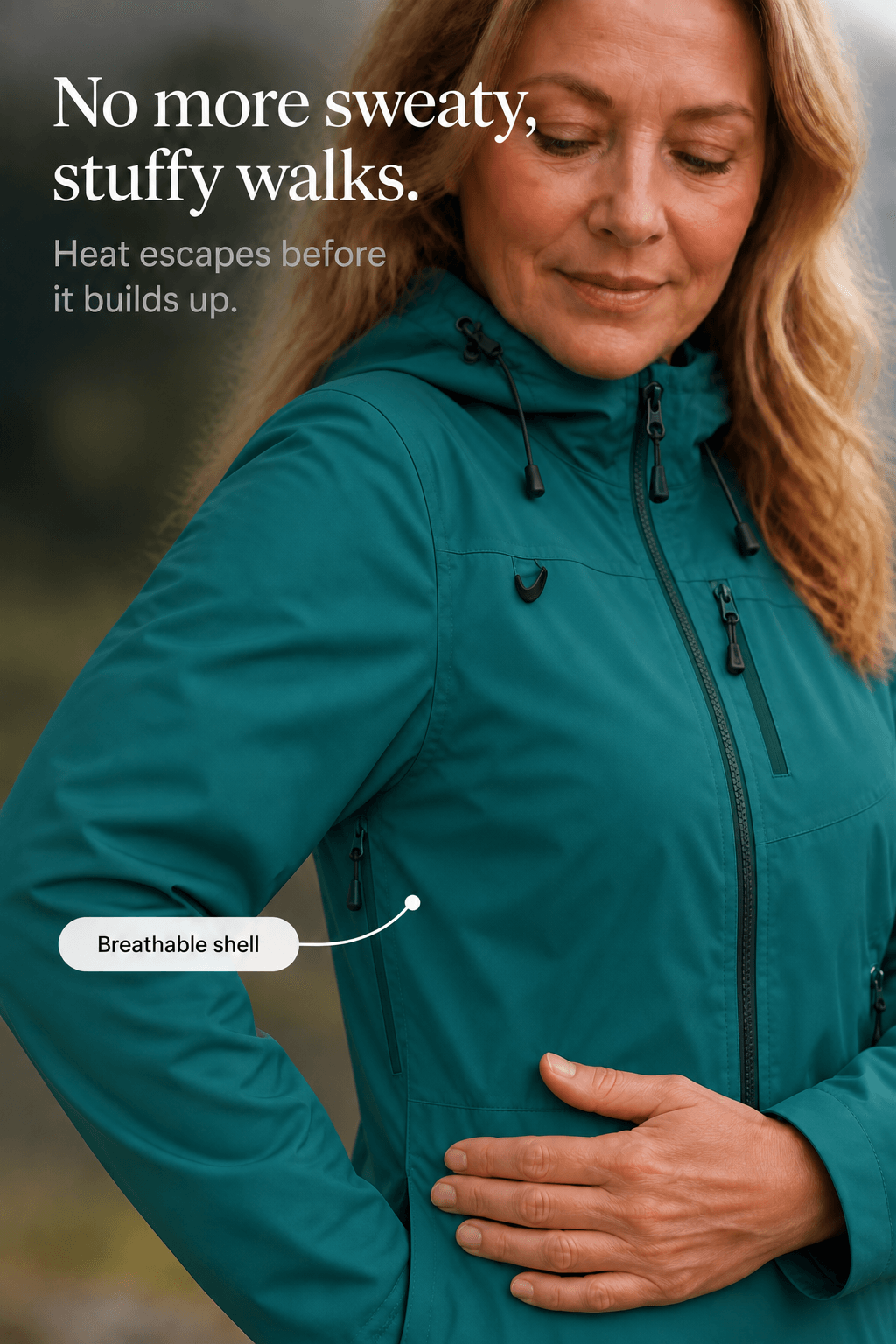 Wasserdichte Damen Regenjacke mit Kapuze Winddicht