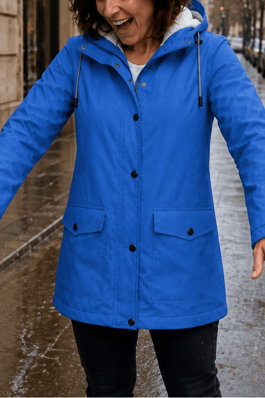 Wasserdichte Kapuzenjacke mit Plüschfutter für Damen