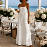 Ärmelloses Leinen-Optik Maxikleid mit Trägern für Damen