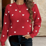 Herzmuster Strickpullover mit Rundhalsausschnitt für Damen