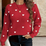 Herzmuster Strickpullover mit Rundhalsausschnitt für Damen