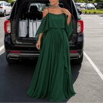 Kaltschulter Maxikleid mit Wickeloptik und Chiffon-Cape für Damen