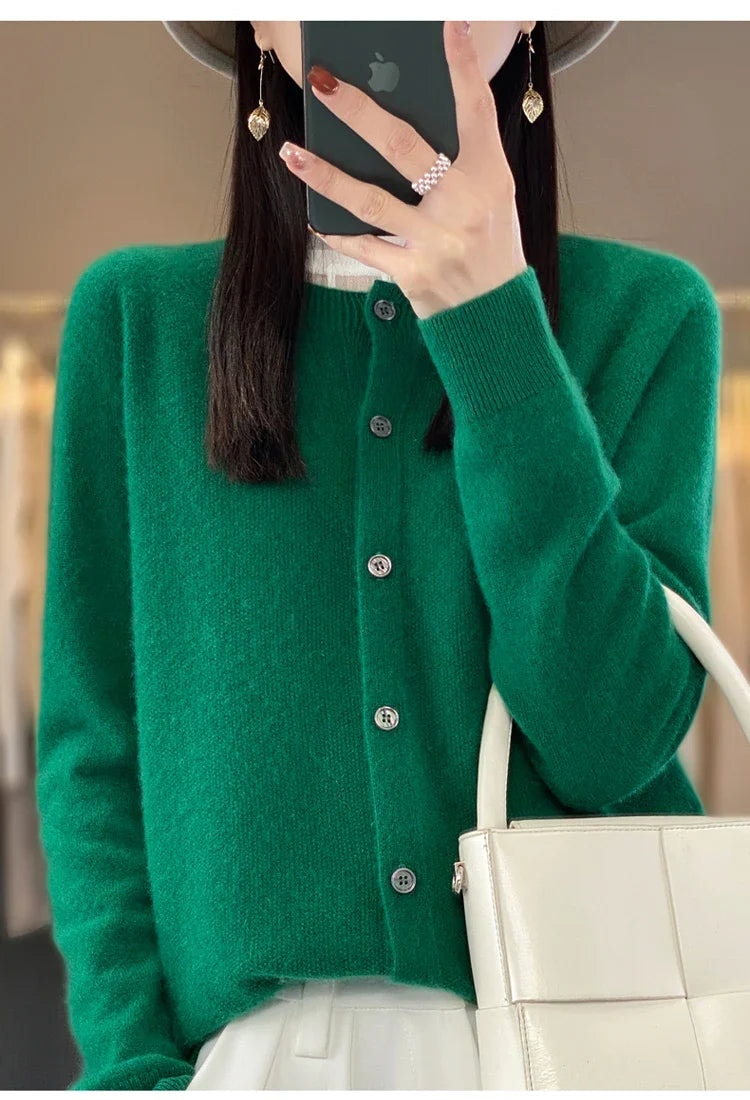 Strickjacke mit Knopfleiste und Rollkragen-Optik für Damen