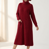 Velara Rollkragen Strickkleid Damen Übergrösse mit Taschen im Maxi-Schnitt
