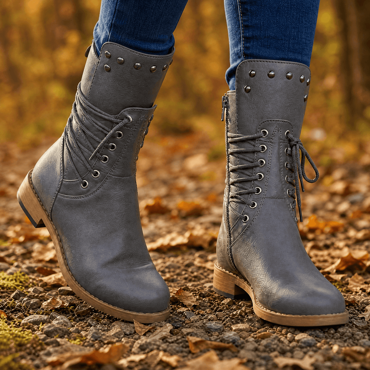 Westlyn Schnür-Stiefeletten mit Nietendetail und Warmfutter
