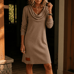 Wasserfallausschnitt Strickkleid mit Rippstruktur für Damen