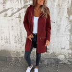 Longline Kapuzenjacke mit Reissverschluss und Taschen