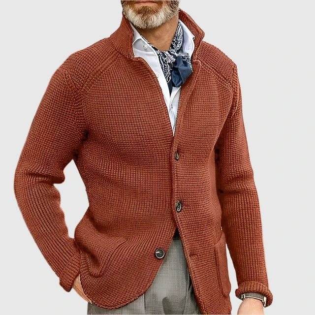 Daniel Strickjacke Herren Pullover mit Stehkragen und Knopfleiste