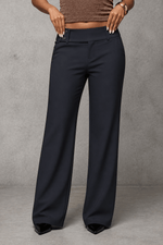 Weites Damen-Businesshose mit hoher Taille und Bundfalte
